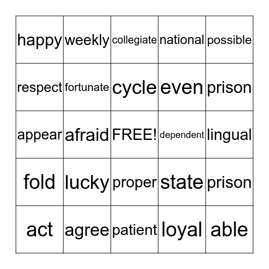 BINGO Card
