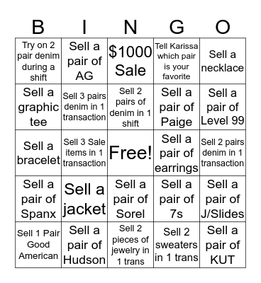November Bingo Contest Bingo Card
