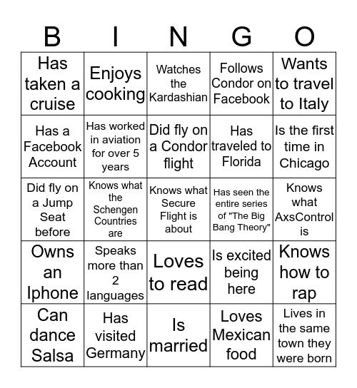 Welcome to Train the Trainer Bingo Card