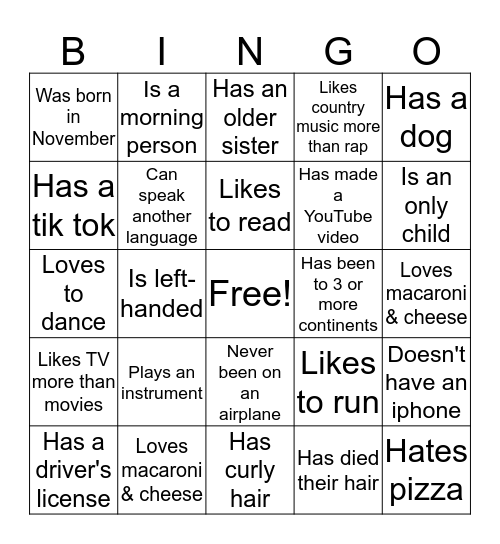 Untitled Bingo Card