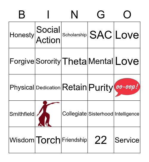 Delta Sigma Theta Sisterhood Bingo Card