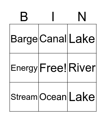 Water Sources Bingo Card