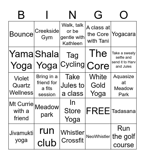 Bikini Ready Bingo Card