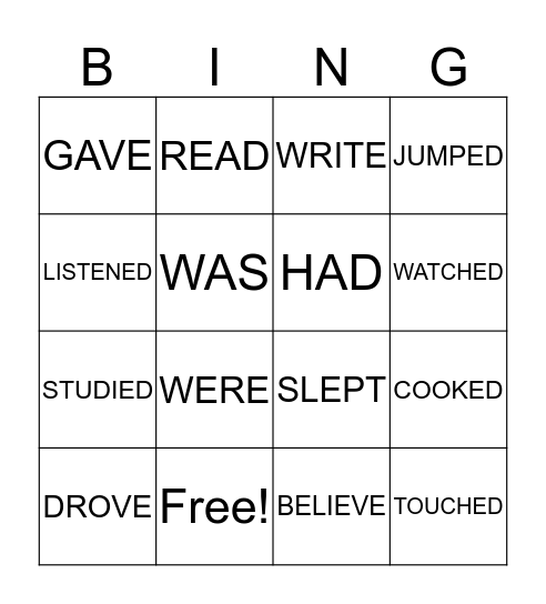 PAST SIMPLE Bingo Card