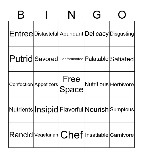 Vocabulary BINGO! Bingo Card