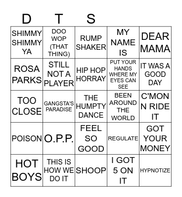 COVER SONGS Bingo Card