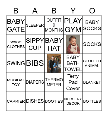 Kalena's Baby Shower Bingo Card