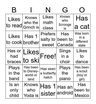 Find someone who: Bingo Card