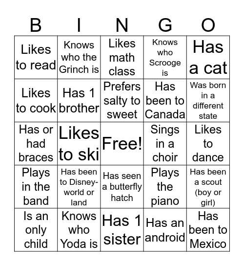 Find someone who: Bingo Card