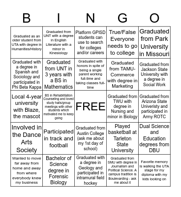 GenTX Bingo Card