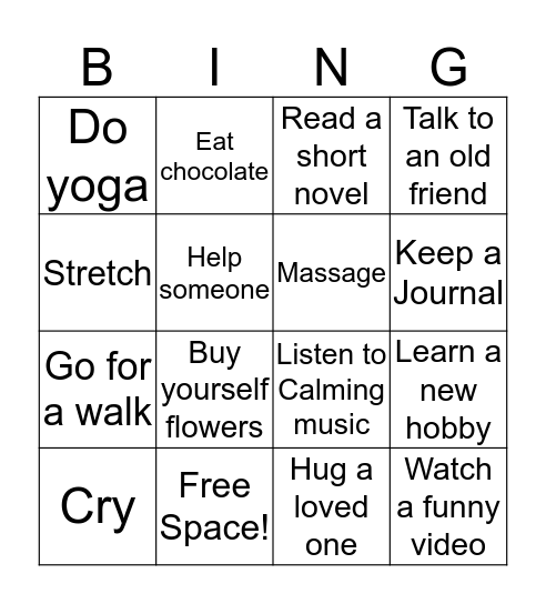 Self- Care Bingo Card