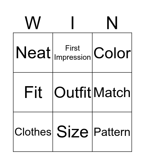 Dressing for an Interview Bingo Card