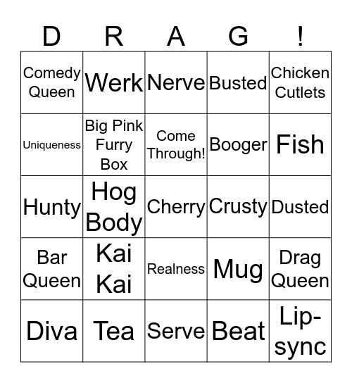 Drag Bingo Card
