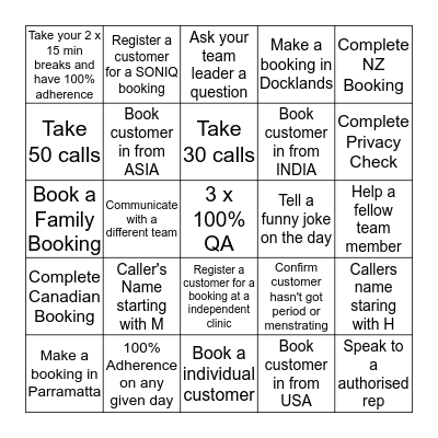 BARN DANCE BINGO Card