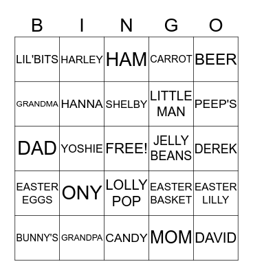 EASTER BINGO Card