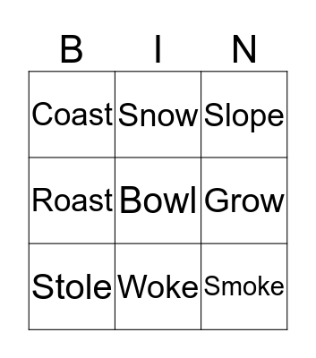 OA, OE, O-E, OW Bingo Card