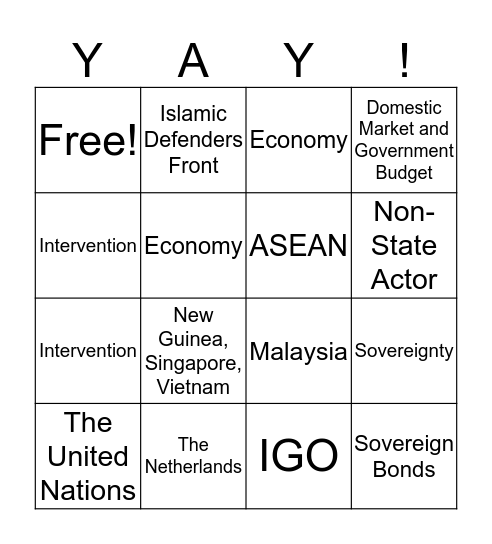 Indonesian Sovereignty Bingo Card