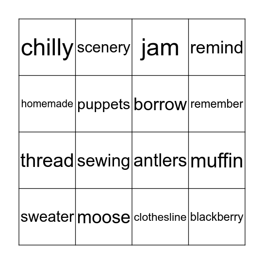 If You Give A Moose A Muffin Bingo Card