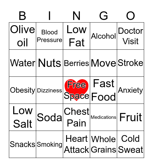 Heart Health  Bingo Card