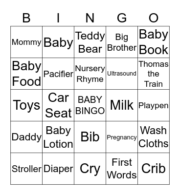 Baby Bingo  Bingo Card