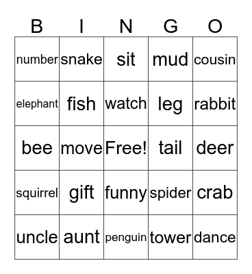 BR-30-L2-U1~U5 Bingo Card