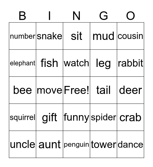 BR-30-L2-U1~U5 Bingo Card