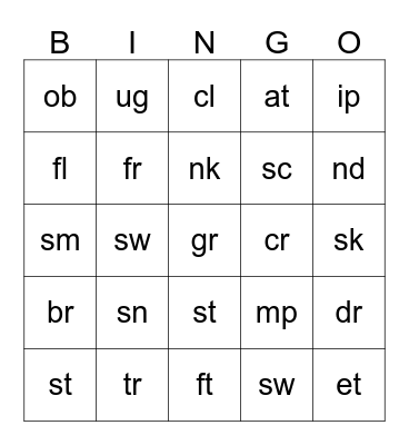 Blends Bingo Card