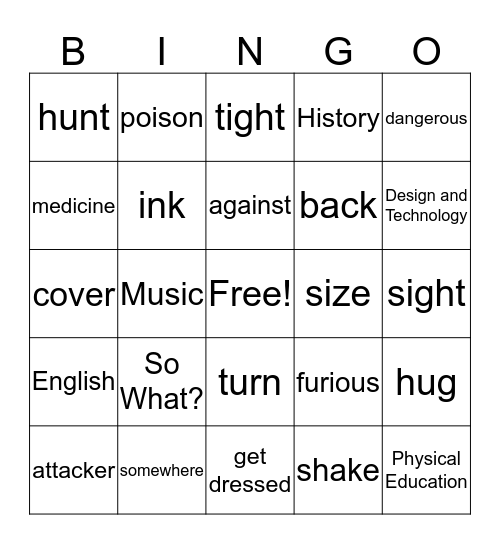 Unit 1 - part 2  Bingo Card