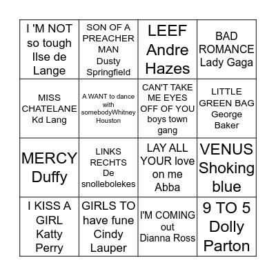DUTCH SWINGO Bingo Card