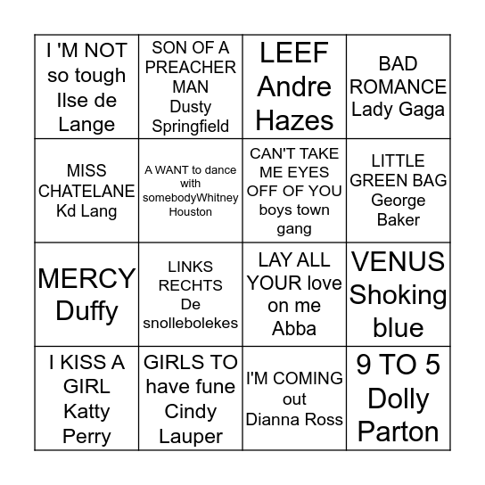 DUTCH SWINGO Bingo Card