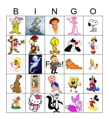 Cartoon Characters - Dinovember Twist Bingo Card
