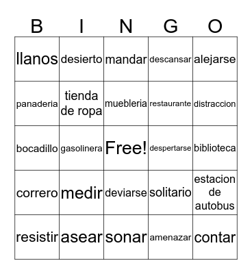 chapter 8 vocab  Bingo Card