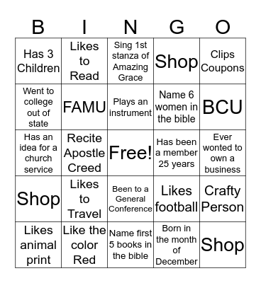 Women Of Ward Bingo Card