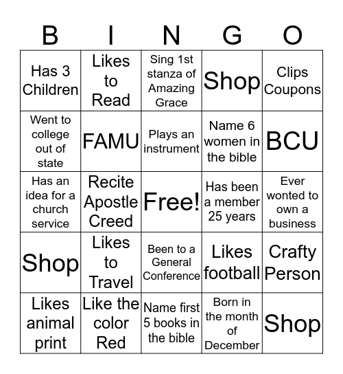 Women Of Ward Bingo Card