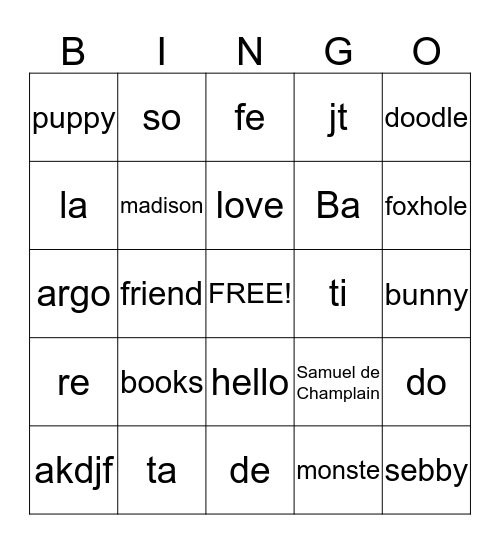 Review Bingo Card