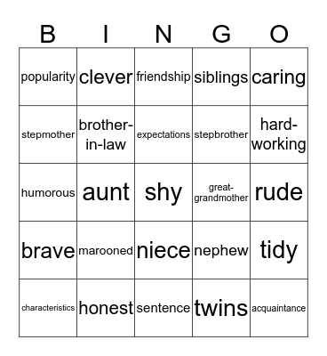 The People Around Us Bingo Card