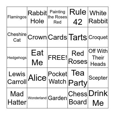 Queen of Hearts Bingo Card