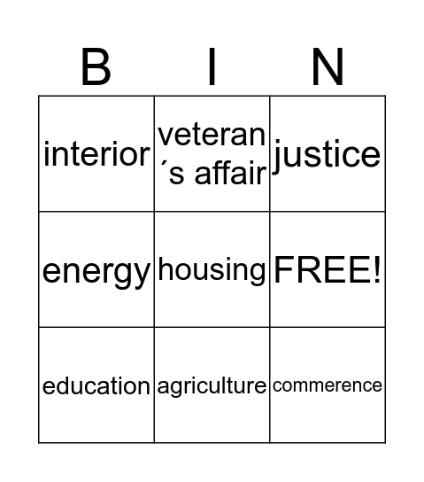 federal bureaucracy BINGO   Bingo Card