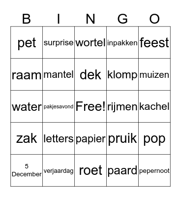 sinterklaas Bingo Card