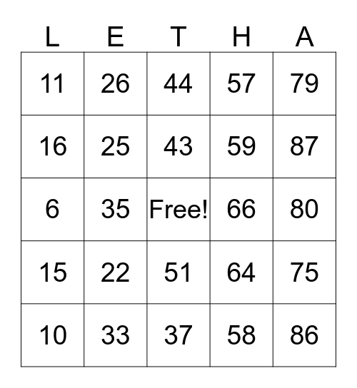 Birthday Bingo Card