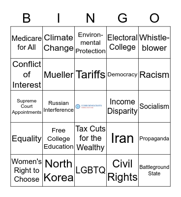 DEMOCRATIC DEBATE ATLANTA 2019 Bingo Card