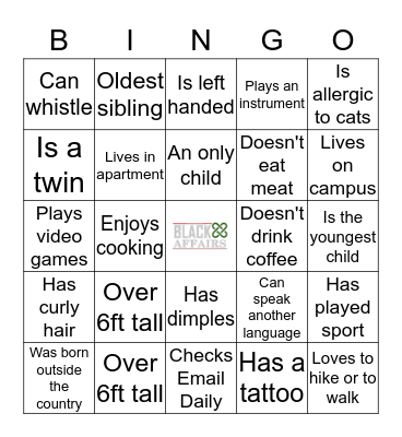 Human Bingo Card