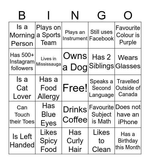 Icebreaker BINGO Card