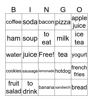 food Bingo Card