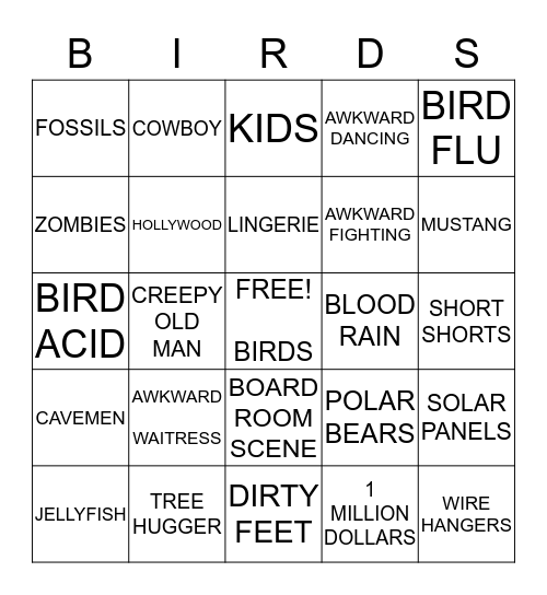 Birdemic Bingo Card