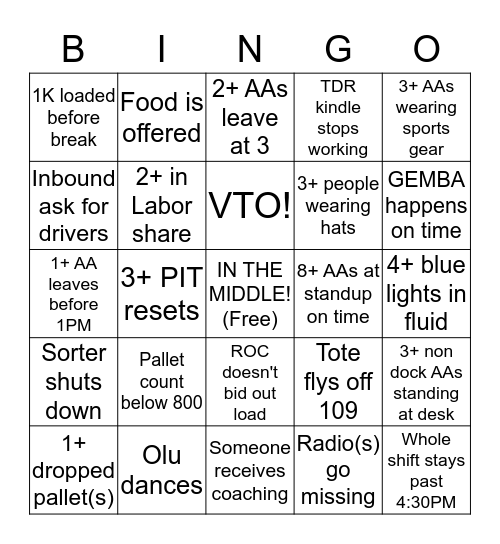 Ship desk BINGO Card