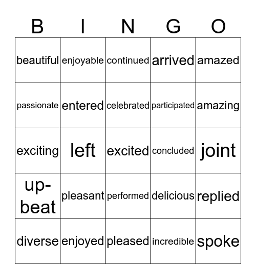 Vocabulary Bingo Card