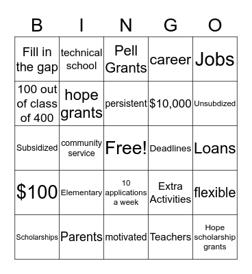 Show Me the Monay Bingo Card