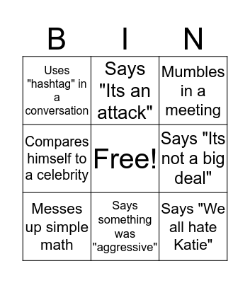 Liam Bingo! Bingo Card