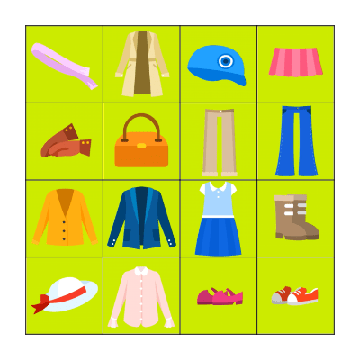 Clothes Bingo Card